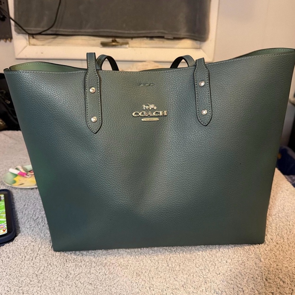 Coach Forest Green Leather Tote